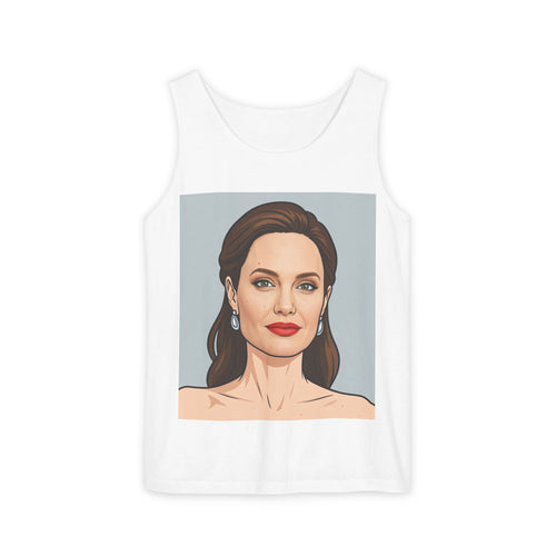 Angelina Jolie Glam Portrait Tank Top | Elegant Female Face Illustration